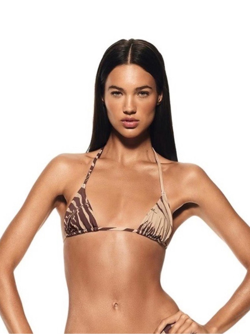 SKIMS X ROBERTO CAVALLI SWIM TRIANGLE BIKINI ZEBRA PRINT L